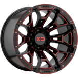 Image of XD Wheels XD841 BONEYARD Gloss Black Milled With Red Tint
