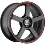 Image of MOTEGI Wheels MR116 FS5 Matte Black Red Racing Stripe
