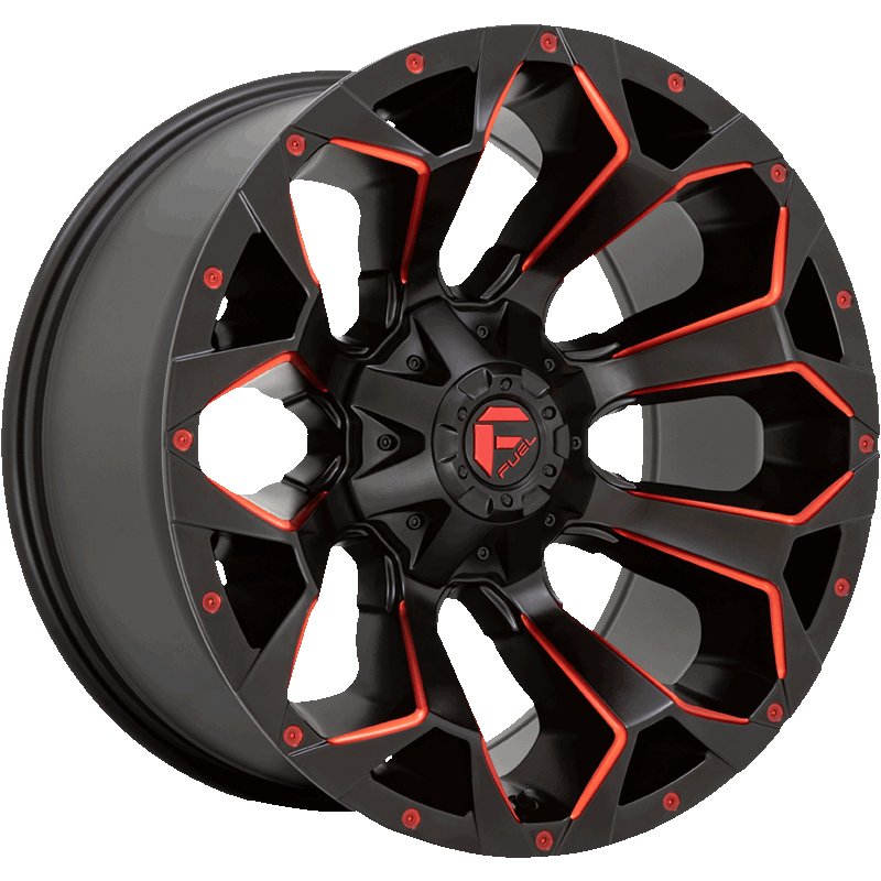ASSAULT 1-PIECE MATTE BLACK RED MILLED Wheels