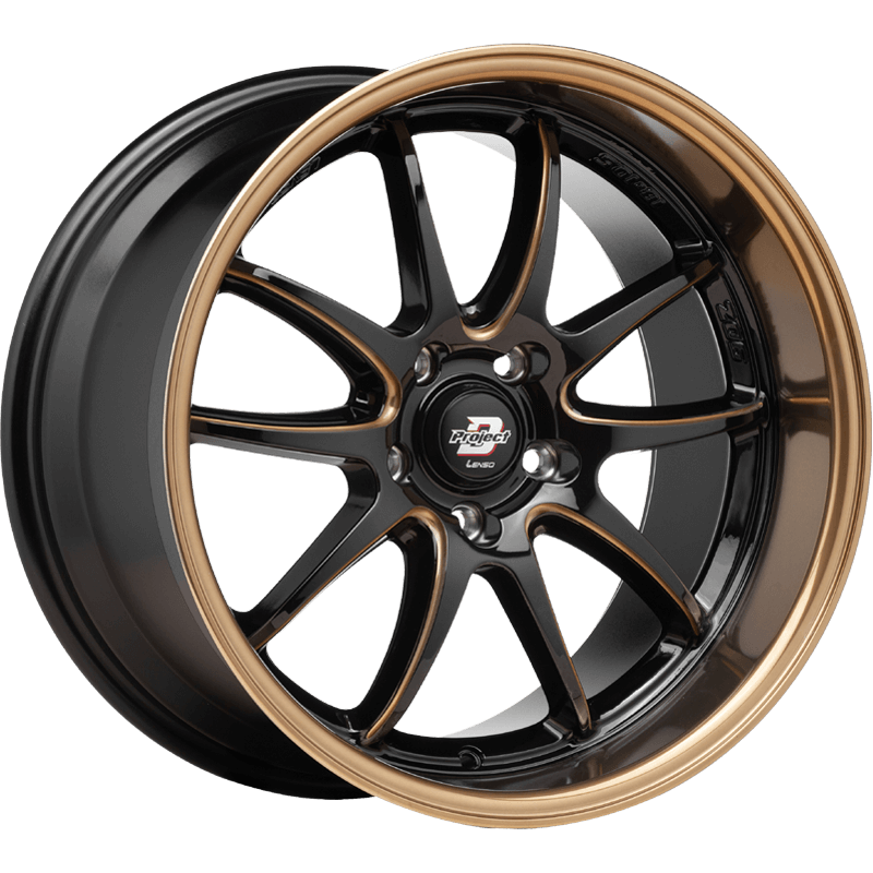 Image of LENSO Wheels PROJECT-D-Z-EDITION BLACK WITH COPPER LIP AND CHAMFER