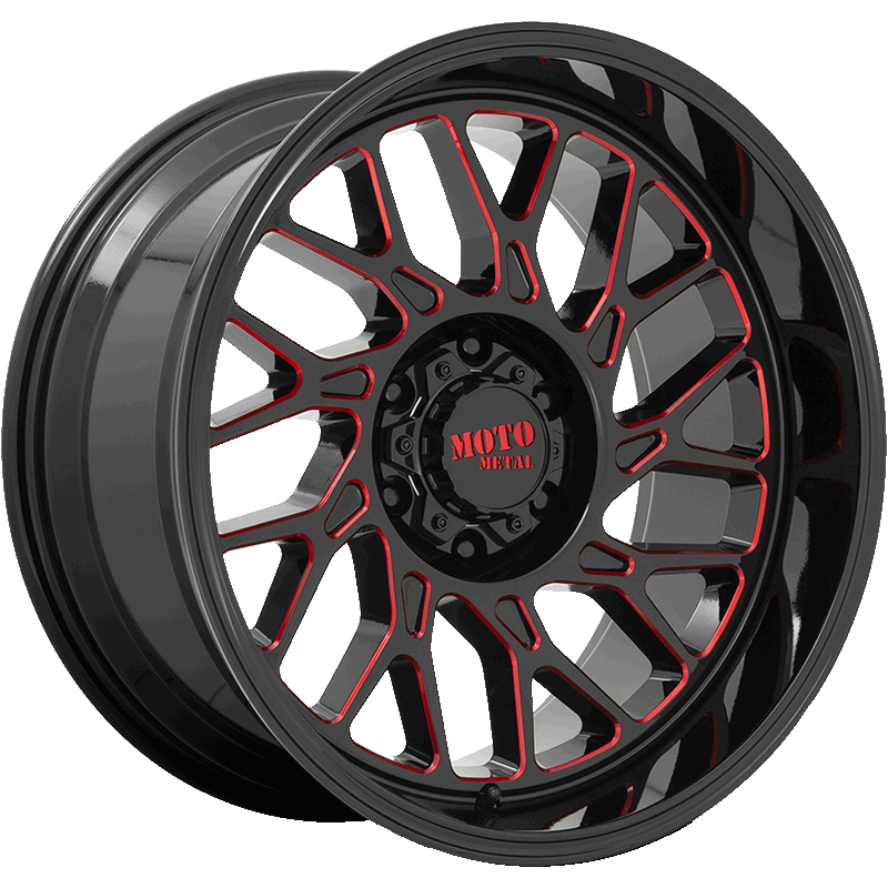 MO805 Gloss Black Milled With Red Tint Wheels
