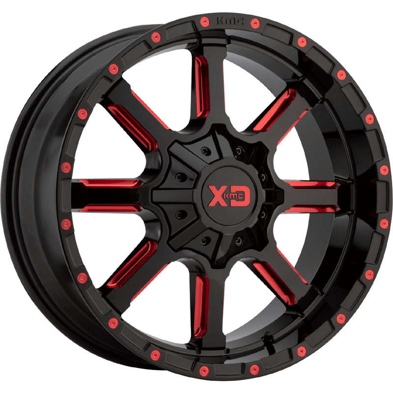 XD838 MAMMOTH Gloss Black Milled With Red Tint Clear Coat Wheel