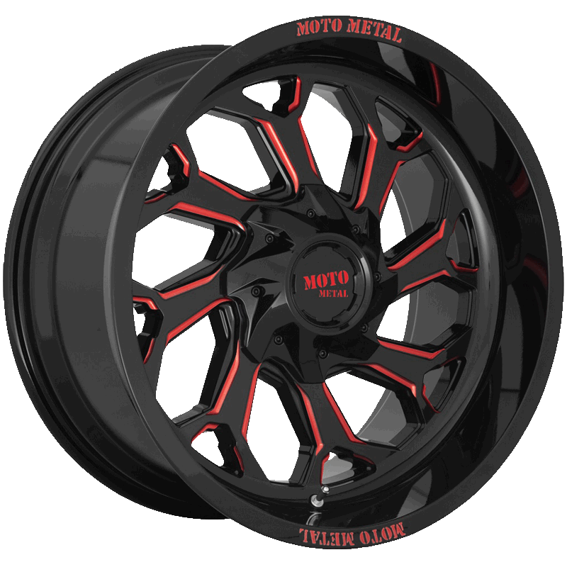 MO999 Gloss Black Milled With Red Tint Wheels