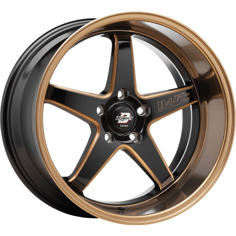 Image of LENSO Wheels PROJECT-D-D1FC GLOSS BLACK COPPER LIP AND CHAMFER