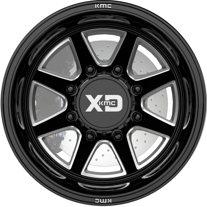 XD845 PIKE DUALLY Gloss Black Milled - Front Front